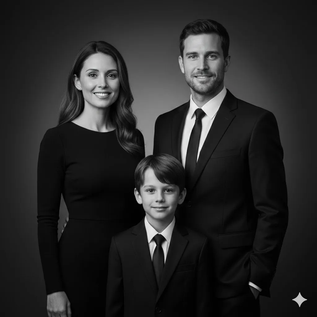 Professional Studio Portrait Prompt (For 3 Family Members)
