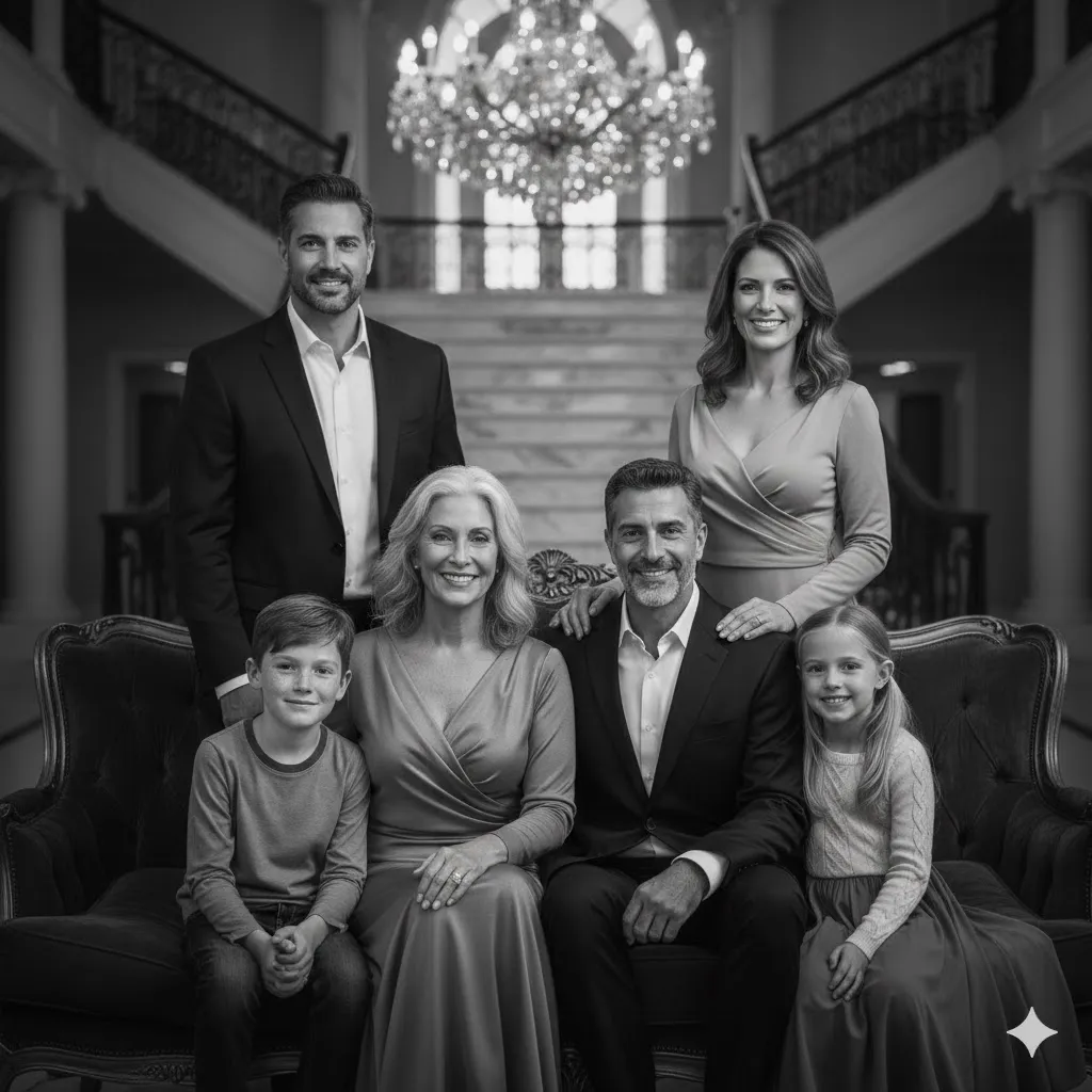 Grand Luxury Hall Portrait Prompt (For 6 Family Members)