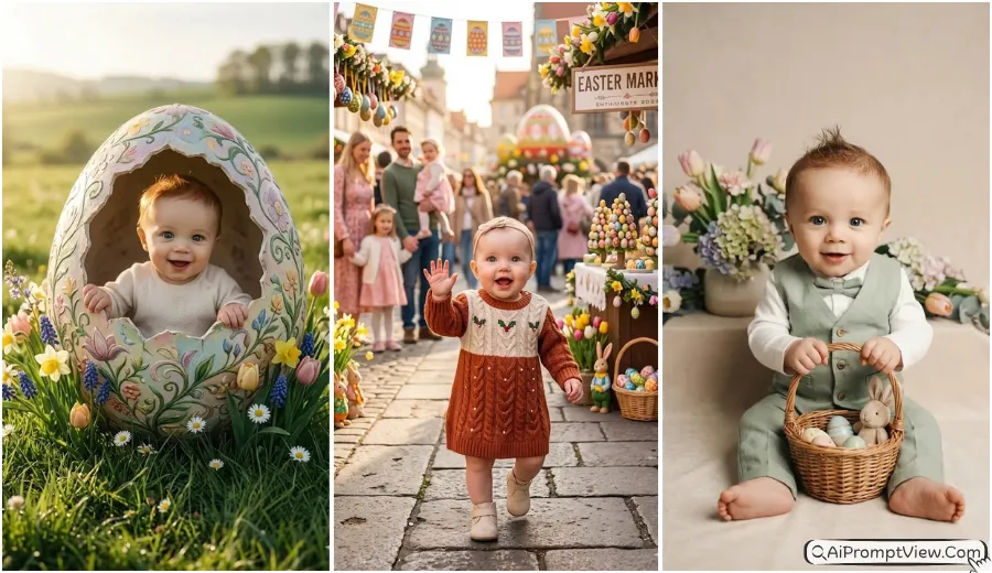 10 Happy Easter AI Photo Prompts for Baby Boys and Girls 2026
