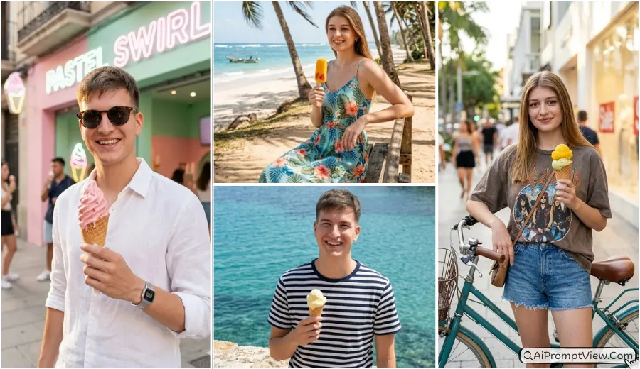 10 Summer Ice Cream Street Style Photo AI Prompts 2026 (Boys, Girls, Kids)