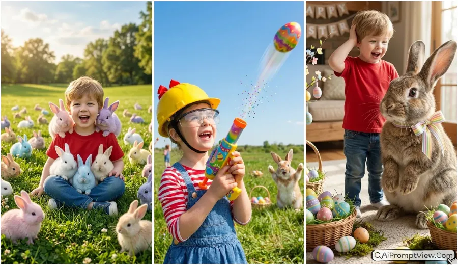 10 Funny Easter Photo Editing Prompts for Kids 2026 (Cute & Crazy AI Ideas)