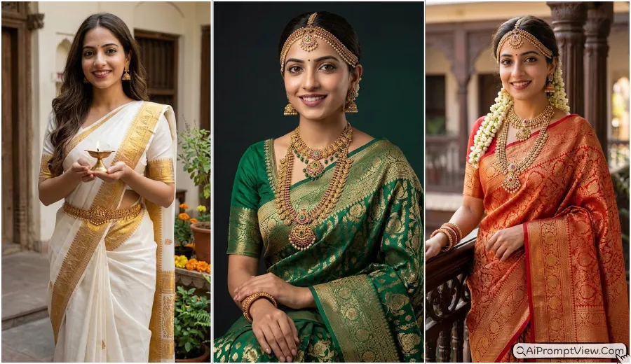 15+ Best AI Photo Prompts for Traditional South Indian Saree Look