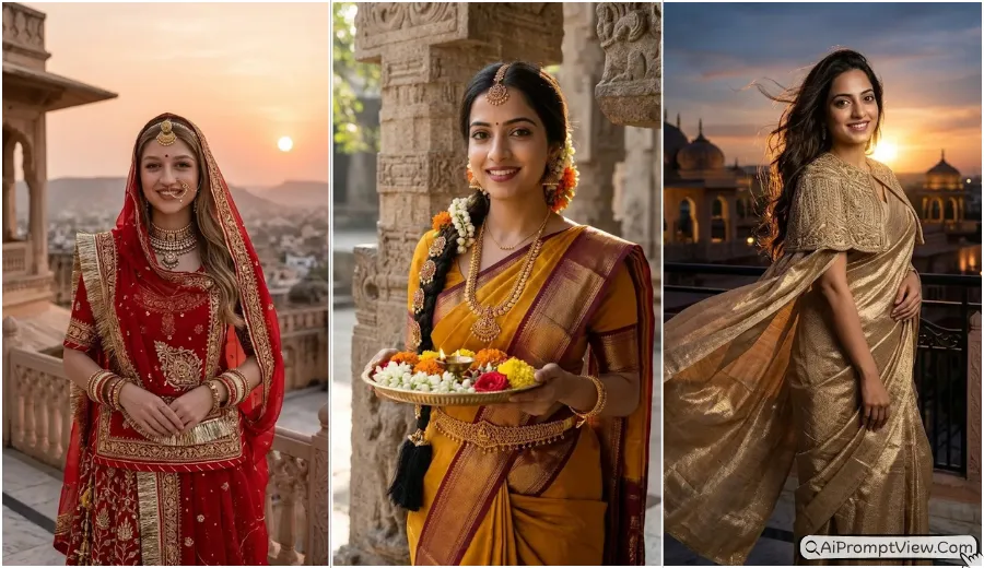 10 Hyper Realistic Traditional Royal Indian Bridal AI Photo Prompts