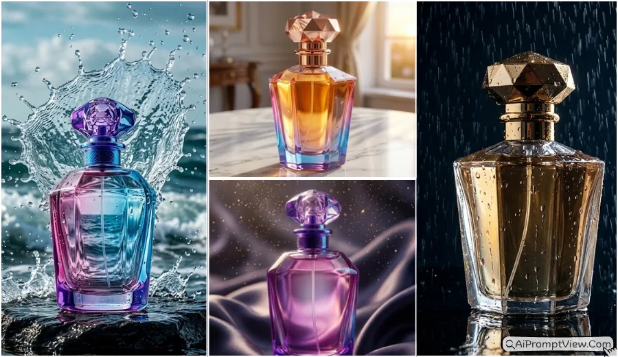 10 Aesthetic Perfume Bottle Product Photography AI Prompts