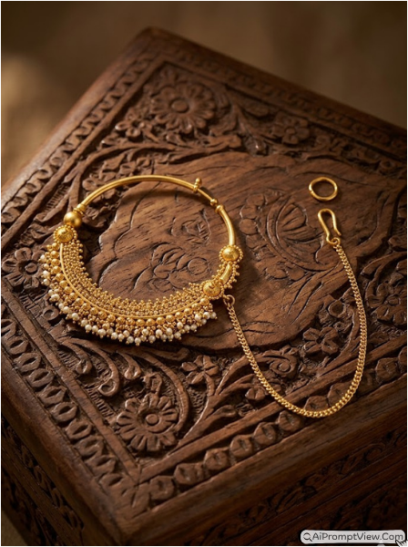 Gold Nath (Nose Ring) Photography AI Prompts