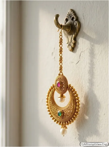 Royal Gold Maang Tikka Photography AI Prompts