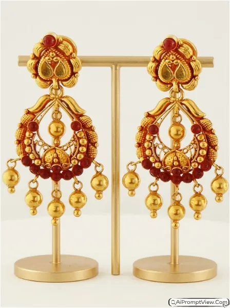 Gold Jhumka earring Photography AI Prompts