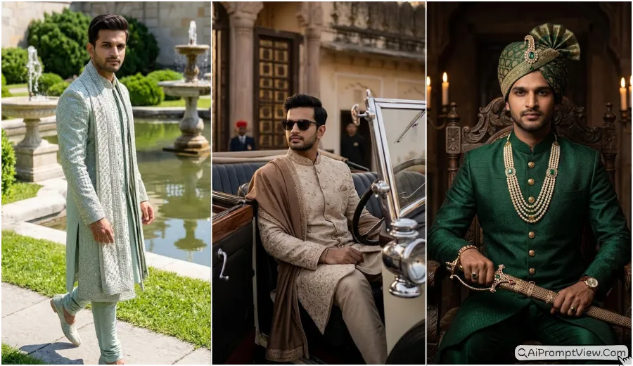 10 Traditional Royal Indian Groom Look AI Photo Prompts