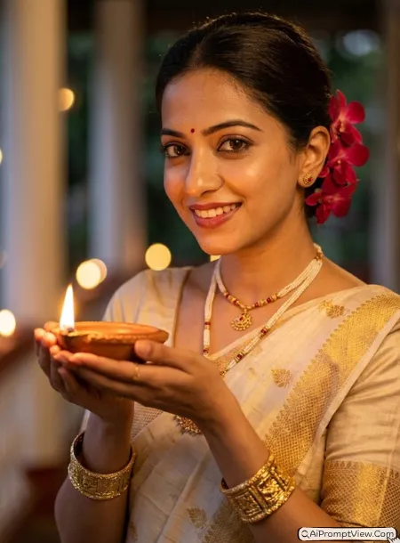 Assamese Evening Diya Portrait