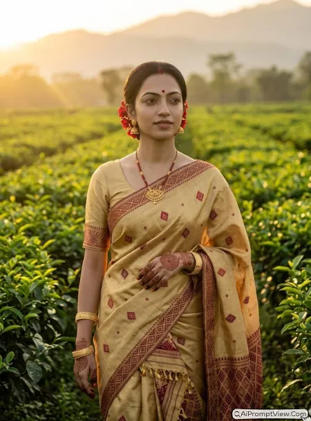 Assam Tea Garden Golden Hour Look