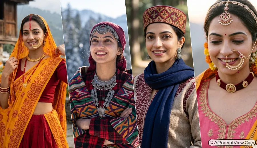 Uttarakhand Pahadi Traditional Look Prompts for Girls – Garhwali Kumaoni