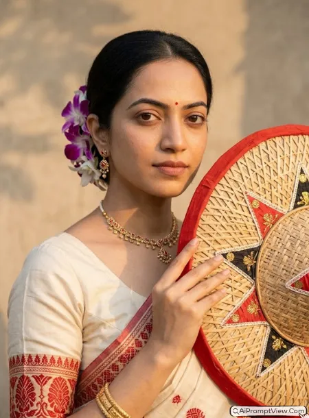 Elegant Jaapi Assamese Portrait