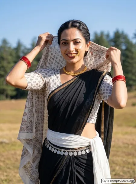 Elegant Kumaoni Saree Kamarbandh Look