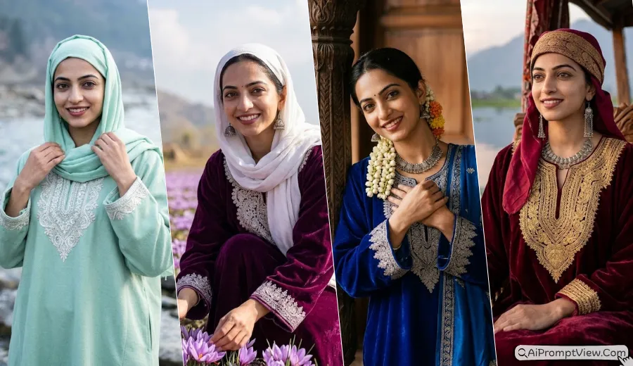 Traditional Kashmiri Koshur Look AI Photo Prompts for Girls