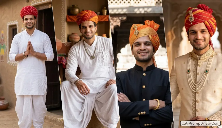 Traditional Marwadi Look AI Prompts for Men – Rajasthani Cultural Photo Edits