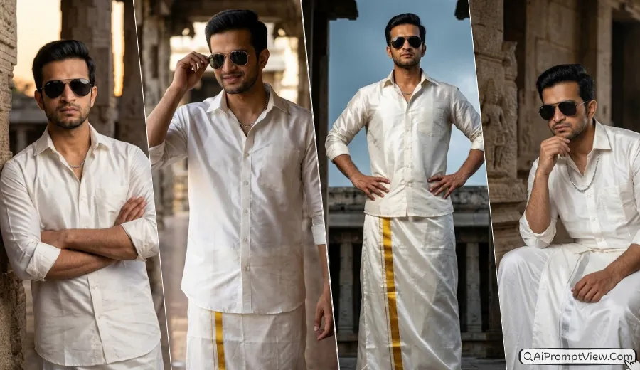 South Indian Anna Swag Veshti and Aviators Look Boys Prompt