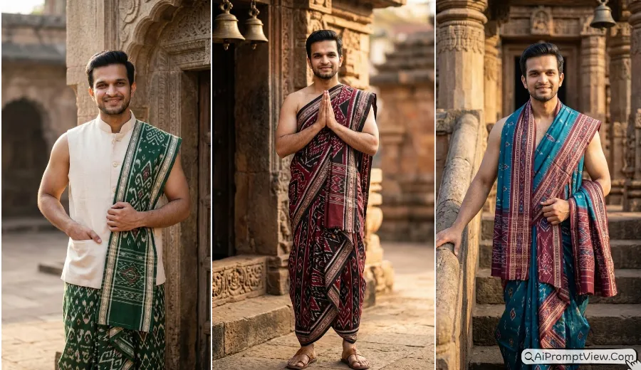Traditional Odisha Sambalpuri Dhoti AI Prompts for Men – Odia Heritage Looks